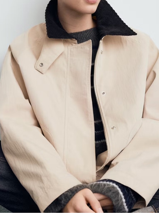 Mango Beige Jacket with Black Corduroy collar 5160 - Picture 6 of 6